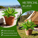 Artificial Agave Plant 25.6'' Fake Agave Plant Artificial Plants Outdoor Uv Resistant Artificial Fake Plants Suitable for Indoor Home Decor Outdoor Courtyard Balcony Terrace Decor 1Pcs (Green) - Image 6