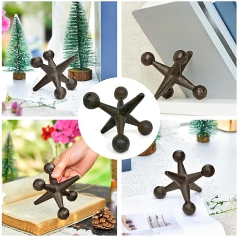 Vintage Cast Iron Jack Sculpture Set of 2 - Industrial Retro Office Decor Statues - Masculine Shelf Accents - Rustic Table Art Sculptures & Eccentric Home Figurines - Image 6