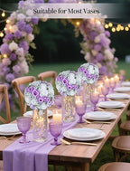 BLOSMON Fake Flowers Ball Centerpiece: 2 Pcs, Lilac White Rose Babys Breath - Image 6