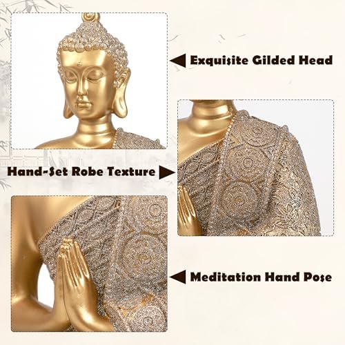 Gold Sitting Buddha Statue Decor Meditation Gifts Zen Art Indoor Statue - Image 4