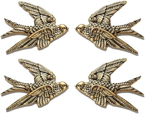AMOIENSIS 4.75 Inch Vintage Swallow Bird Wall Sculpture Set of 4 by AMOIENSIS