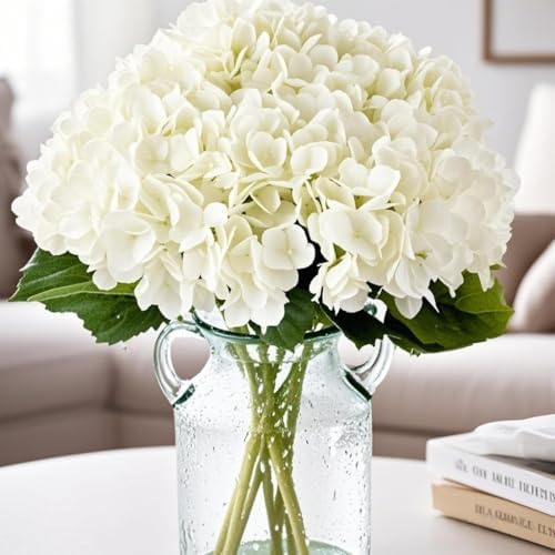 6Pcs 18" White Silk Hydrangea Artificial Flowers - Image 3