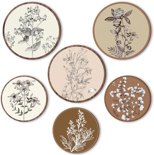 Barydat 6 Pcs Boho Wooden Plant Wall Art Decor,Vivid Round,8 Inch, 10 Inch by home