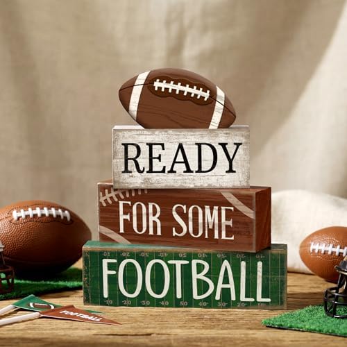 Yuntau 4 Pcs Fall Football Decorations for Home Farmhouse Tiered Tray Decor - Image 6