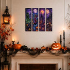 Retro Halloween Decor,4 Pcs Halloween Hanging Signs,Rustic Wood Wall Decor - Image 5