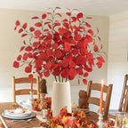 16Pcs Artificial Eucalyptus Leaves Stems 33.8‘’ Eucalyptus Plants Branches Greenery for Home Fireplace Farmhouse Party Wedding Table Bathroom Christmas Décor Red - Image 4