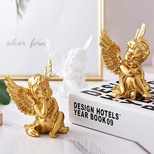 OwMell Set of 2 Cherub Angels Resin Statue Figurine, Indoor Home Decoration - Image 2