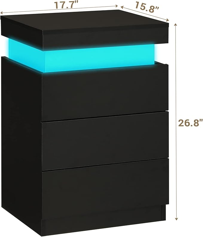 ADORNEVE Nightstand with Charging Station and LED Lights, Night Stand with - Image 2