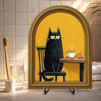 Croissant Black Cat Coffee Wall Art Sign Vintage Kitchen Decor 8x10 - Image 4