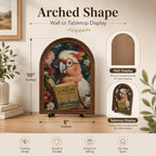 Book Lover Decor Arched Wooden Frame Tabletop Sign, Funny Reading Bird Bookshelf Decor for Desk Shelf and Reading Nook, Vintage Floral Parrot Art Accent - Image 6