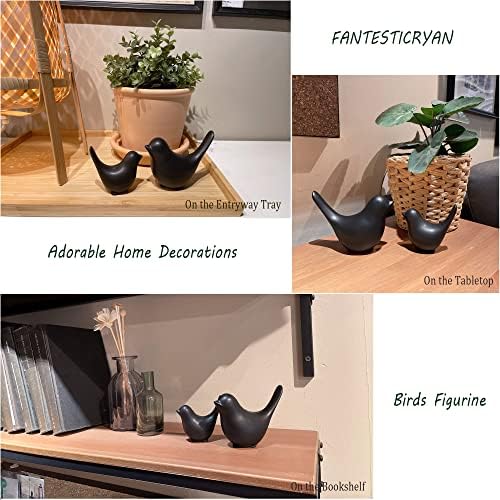 FANTESTICRYAN Small Birds Statues Home Decor, Modern Style, Black, S&L 2pcs - Image 4