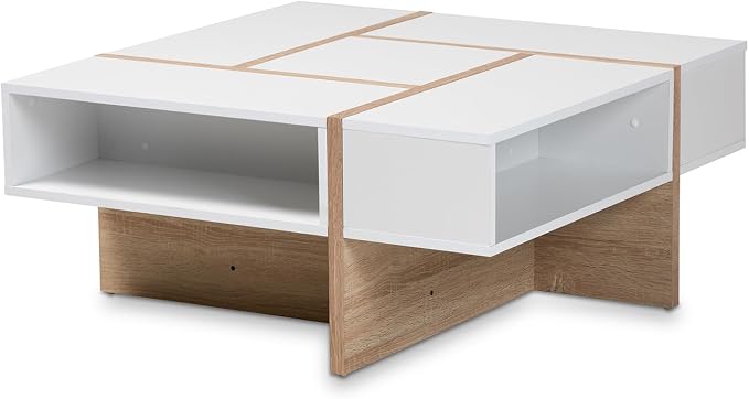 HomeStock White and Oak Coffee Table - Image 3