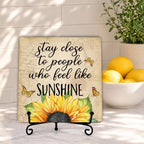 Sunflower Decor for Rustic Farmhouse Country Room, Sunshine Wooden Sign for Home Living Room Yellow Kitchen Decor, Sunshine Gifts for Women (A13) - Image 3