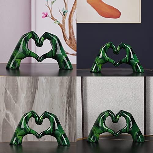 Resin Sculpture, Fluid Green Heart Decoration, Modern Art Statue for Home Decor for Valentine's Day, Wedding, Anniversary - Image 5