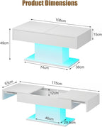 HedoAjim White LED Coffee Table - Image 2