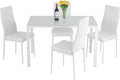 FDW | 5-Piece Dining Table Set | White | Glass Kitchen Table by FDW