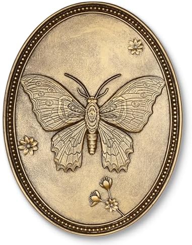 Vintage Butterfly Wall Sculpture, Antique Wall Decor, Gold Wall Art, Hanging Decoration with Embossed Butterfly Design, Vintage Decoration for Living Room Bedroom and Hallway, Housewarming Gift by Newinhome
