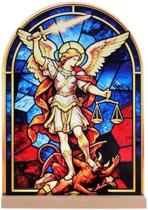 KOMI St Michael Stand Statue Acrylic Catholic Icon Ornament Home Altar Decor Christian Gifts by KOMI
