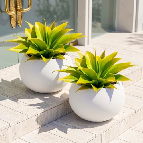 Artificial Agave 14.2In Fake Plant 2Pack, Yellow by ENALGRE