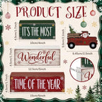 4 Pcs Christmas Table Decorations, Wooden Truck Block Sign Indoor - Image 3