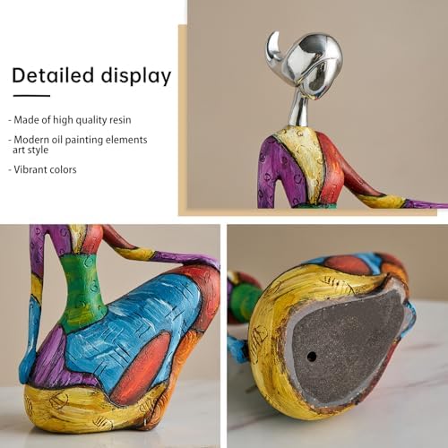 Octdays Art Female Sculpture Figurine, Colorful Yoga Statue for Home Decor - Image 5