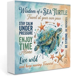 Sea Turtle Decor Inspirational Desk Decor Sea Turtle Gifts Summer Decorations Wooden Box Sign for Home Office Farmhouse Table Shelf by IYEZH