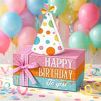 Geelin 4 Pcs Happy Birthday Table Decoration Wooden Book Stack Sign - Image 5