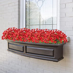 Outdoor Artificial Fake Flowers,24 Bundles UV Resistant Faux Outdoor Plastic Flower Plants for Outside Indoor Decorations(Red) - Image 3