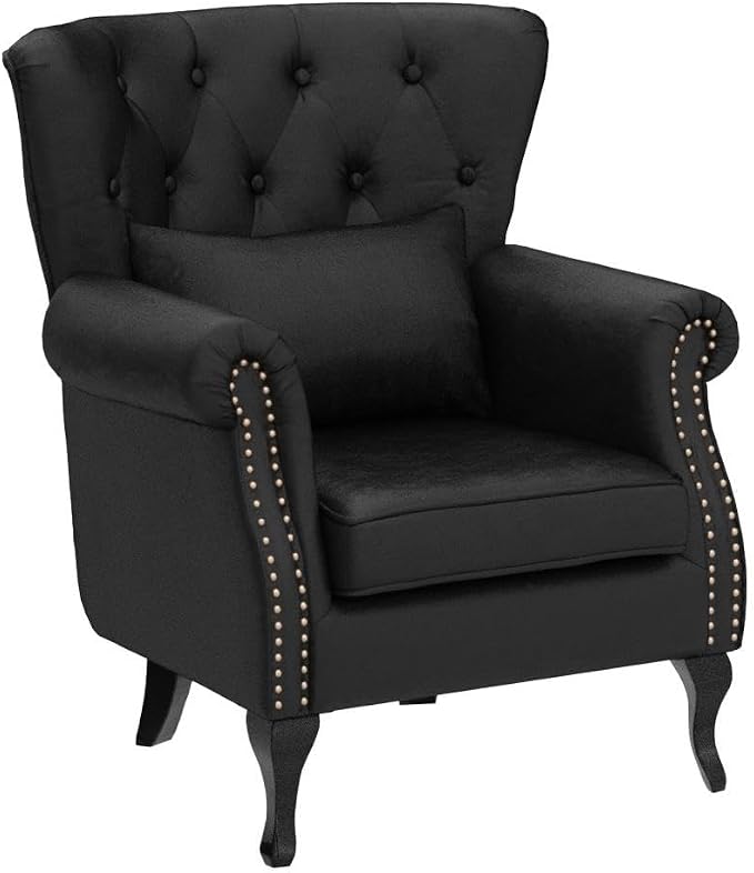 Mid Century Modern Accent Chair Upholstered Armchair Comfy Velvet Fabric Single - Image 5
