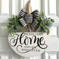 Welcome Sign for Front Door, Rustic Round Wood Wreaths Wall Hanging Outdoor Decor, Porch Fence Decorations Hanging Gift for Home Outdoor for Spring Summer Fall All Seasons Holiday, Bless This Home by Unknown