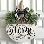 Welcome Sign for Front Door, Rustic Round Wood Wreaths Wall Hanging Outdoor Decor, Porch Fence Decorations Hanging Gift for Home Outdoor for Spring Summer Fall All Seasons Holiday, Bless This Home by Unknown