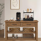 2-Tier Bathroom Countertop Organizer with Drawer, Wood Vanity Shelf Black - Image 4