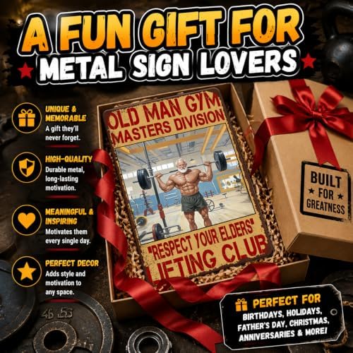 Gym Posters Old Man Gym Metal Tin Sign Weightlifting Home Bar Pub Poster Garage Restaurant Kitchen Cafe 12x16 Inch - Image 6