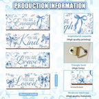 Riletese 4 Pcs Blue Flower Coquete Bow Room Decor, Teen Girls Trendy Preppy Wall Art Aesthetic for Bedroom Bathroom Decor, Inspirational Positive Affirmations - Image 2