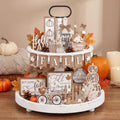 Shellwei 20 Pcs Fall Tiered Tray Decor Set, Neutral Autumn Pumpkin Sign by Shellwei
