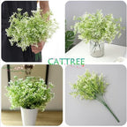 CATTREE Artificial Plants, Faux Plastic Pearl Flowers Gypsophila Shrubs Fake Grass Simulation Greenery Bushes Indoor Outdoor Home Decor Garden Yard Verandah Wedding Bridal Bouquet Decoration 4 Bundles - Image 4