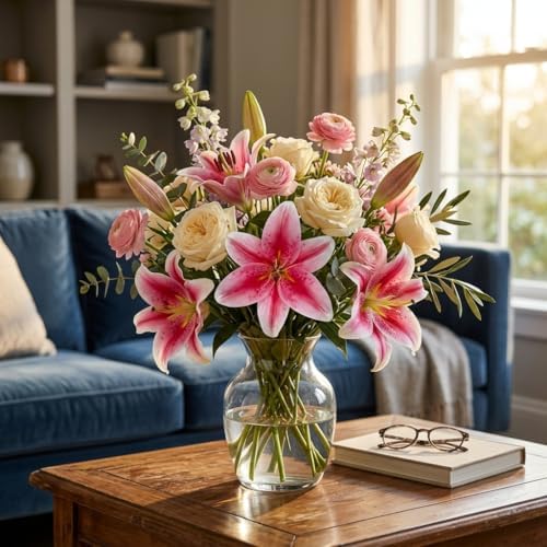 20PCS 6" Large Fake Lily Flower Heads, Realistic Stamens Artificial Flowers for Crafts Cake Wedding Decor (Dark Pink) - Image 6