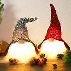 Juegoal 12" Lighted Christmas Gnome, Handmade Sequins Hat Scandinavian Swedish Tomte, Light Up Elf Holiday Present, Battery Operated Winter Tabletop Christmas Decorations, 2 Set by Juegoal