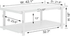 FOLUBAN White Coffee Table, Modern Rustic Wood and Metal Center Table - Image 2