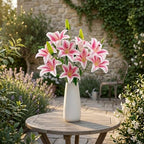 Artificial Lily Flowers with 9 Full Blooms & 3 Buds, Real Touch Long Stem Faux Tiger Lily for Home Hotel Office Wedding Party Table Centerpieces Decor(Light Pink) - Image 3