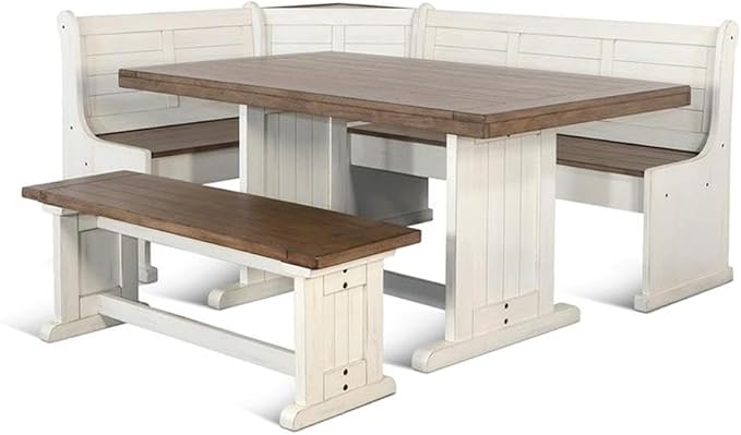 Pemberly Row Dining Set Wood, Rectangular in Off White by PEMBERLYROW