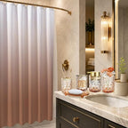 Brown Glass Bathroom Accessories Set with Shower Curtain and Liner, 7-Piece Bathroom Decor Set, Soap Dispenser, Toothbrush Holder, Soap Dish, Vanity Tray, Complete Bathroom Makeover Set - Image 6