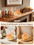 Cosweet 3.5" Handmade Blown Glass Pumpkin for Home Table Mantel Fall Decor - Image 5