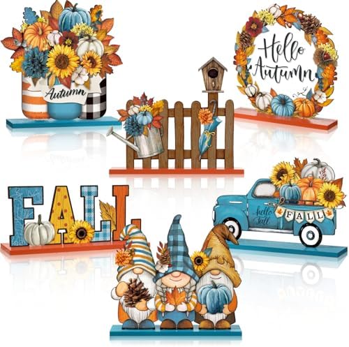 Wenqik 6 Pcs Fall Wooden Table Decorations for Home, Harvest Gnome by Wenqik