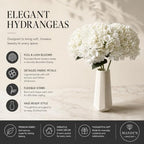 Mandy's 3 Stems Artificial Cream Hydrangea Flowers - Image 2