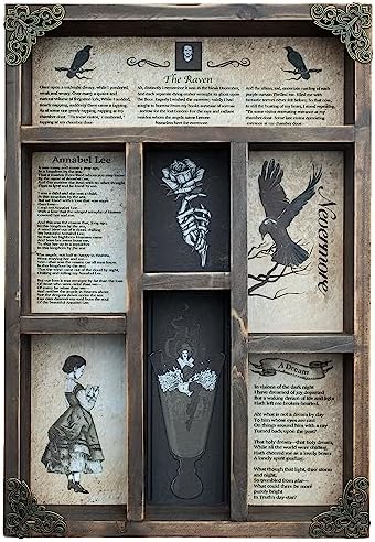 INSOVITA Rustic Edgar Allan Poe Poems Cabinet of Curiosities,Victorian Gothic Decor for Shelves, Small Wall Shelf, Halloween Decor, Floating Shelves, Vintage Wall Decor, Gift for Poetry/Goth Fans by Unknown