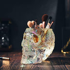 Skull Makeup Brush Holder, Pen Holder, Vanity, Desk, Office Organizer, Stationary, Decor Planter, Candy Bowl, Goth Decorations, Extra Large, Skulls Gothic Skull & Bones Organizer Bathroom (iridescent) - Image 5