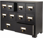 Apothecary Cabinet with 10 Drawers & Labels Rustic Library Card Catalog Cabinet by PACKGILO