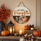 Fall Pumpkin Decorations for Home, Hey There Welcome Wooden Sign - Image 4
