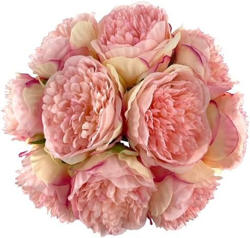 2 Bouquet 10Heads Artificial Fake Peony Flowers Silk Faux Flower for Home Office Party Wedding Decorations by SOFTKIDS